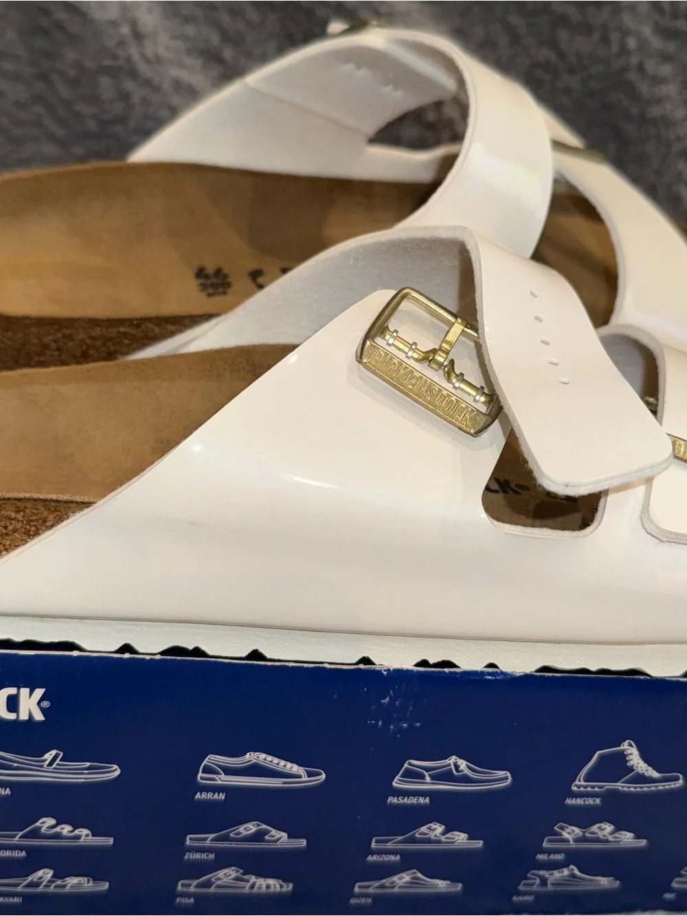 New Birkenstock Arizona Men’s Patent Birko-Flor Finish with Cork Size 13